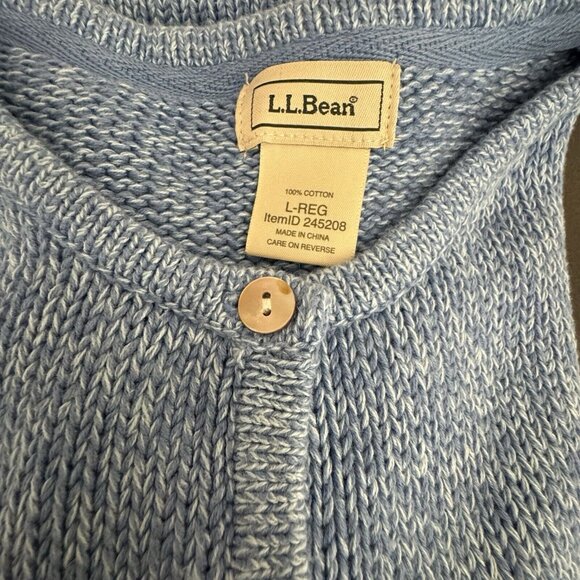 L.L. Bean Cotton Cardigan Sweater Blue Large Mother of Pearl Button EUC - Picture 9 of 9
